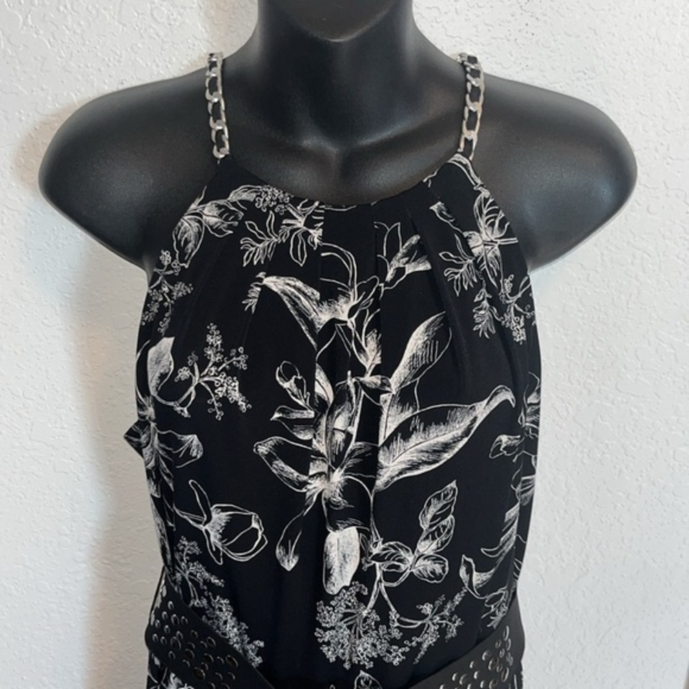 White House Black Market floral wide leg pantsuit size 12
